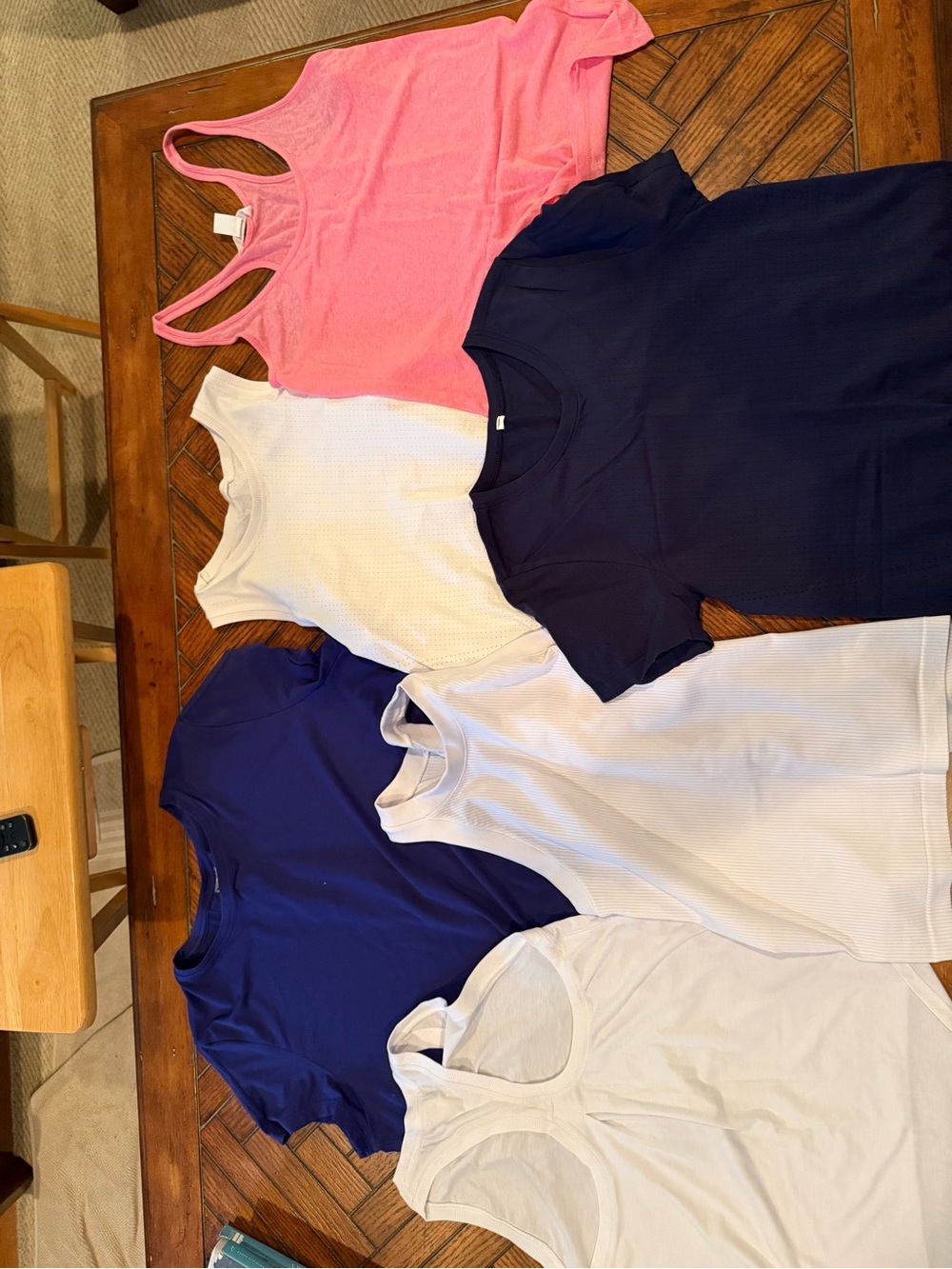 6 Athleta workout tops bundle Pink, Navy, Royal Blue, White - Picture 1 of 1